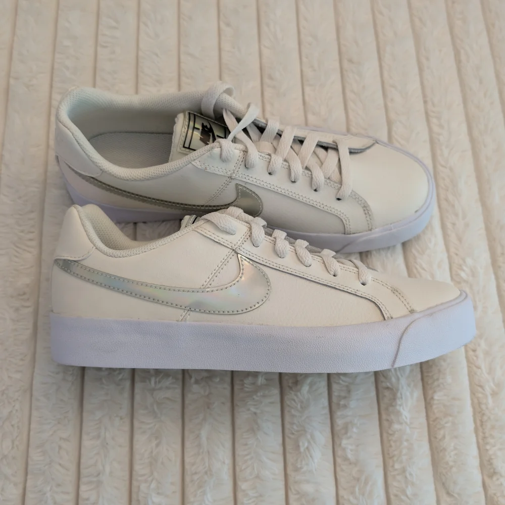Nike Court Royal AC White and Silver Casual Sneakers - Picture 1 of 3